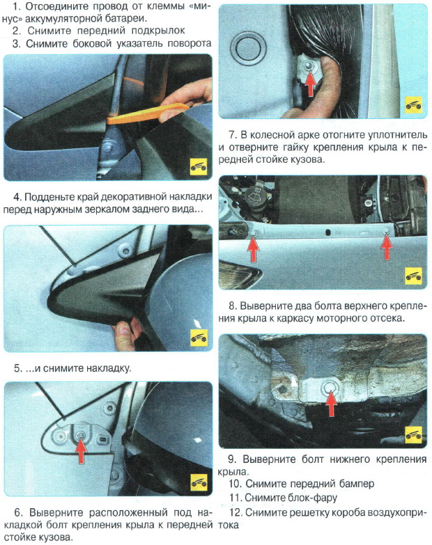 Замена крыла Chevrolet Aveo T300 1276-1